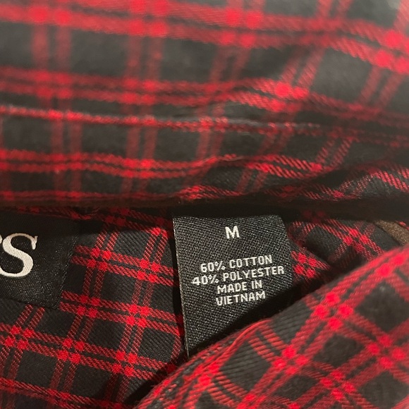 Chaps Men’s Long Sleeve Collared Button Down (Lead Table) Red/Black Size Medium - Picture 9 of 11